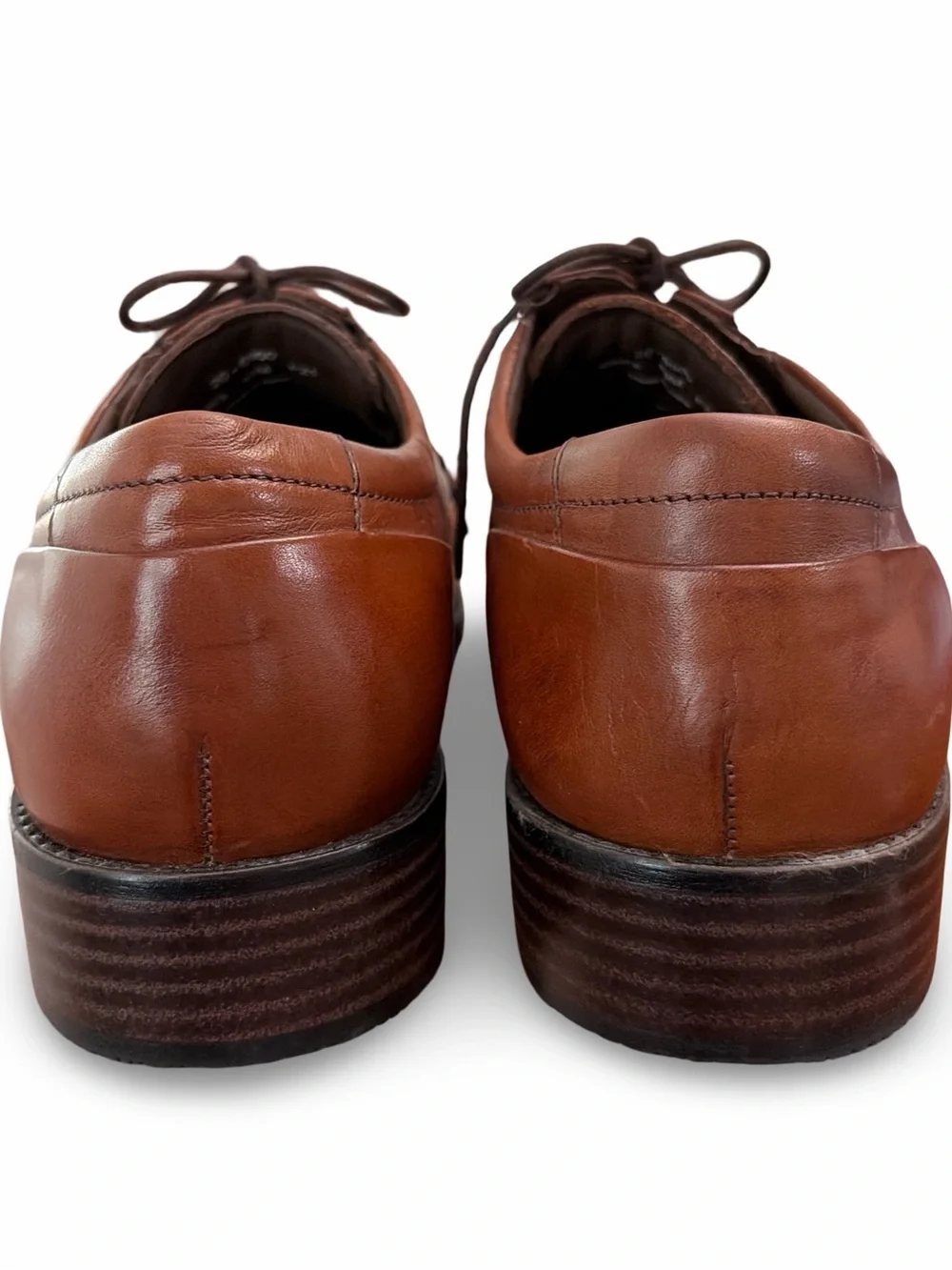 Johnston & Murphy Lancaster Toe Classic Brown Leather Lace-Up Dress Shoe Size 10